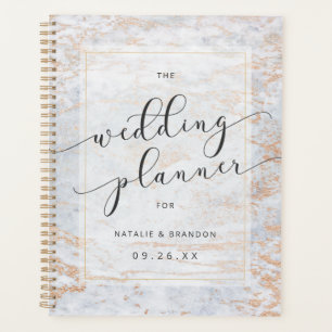 Modern Marbles in Blue with Copper Wedding Plans Planner