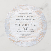 Modern Marbles in Dusty Blue Copper Circle Wedding