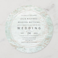 Modern Marbles in Mint Rose Gold Circle Wedding