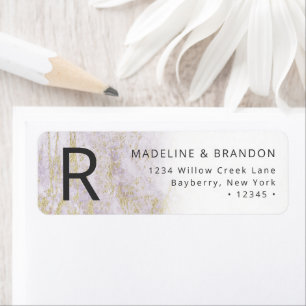Modern Marbles in Violet with Gold Return Address Label