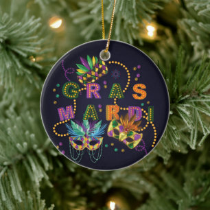 Modern Mardi Gras Ceramic Ornament
