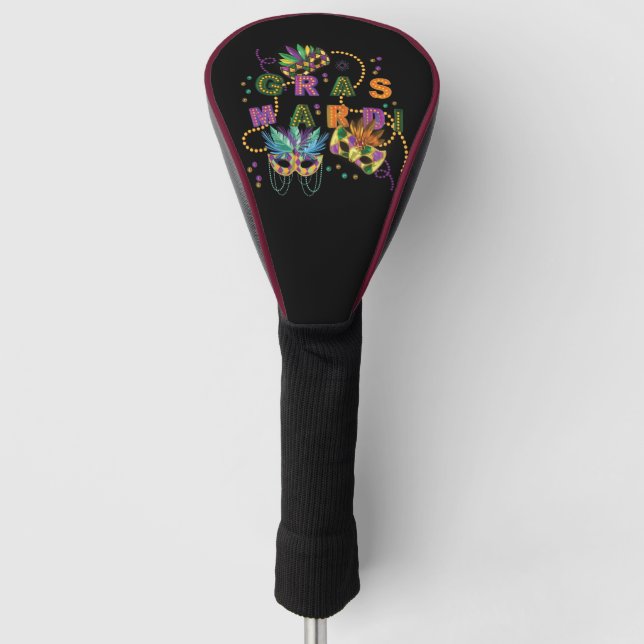 Modern Mardi Gras Golf Head Cover (Front)