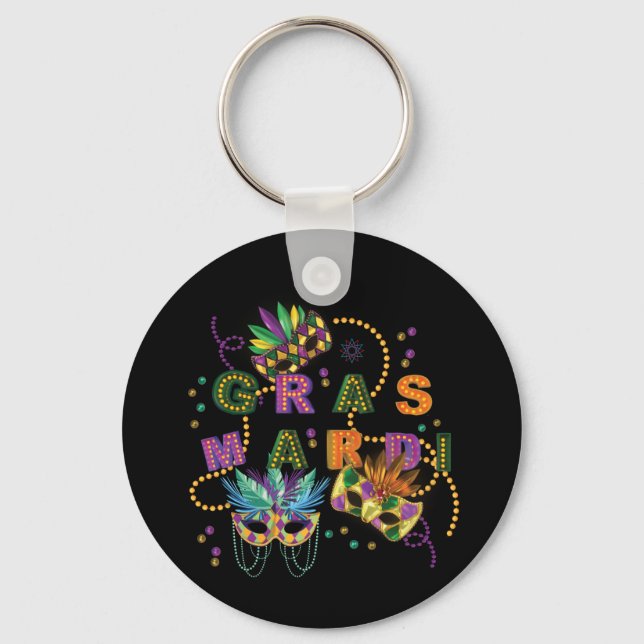 Modern Mardi Gras Key Ring (Front)