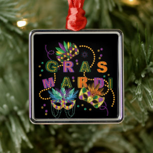 Modern Mardi Gras Metal Ornament