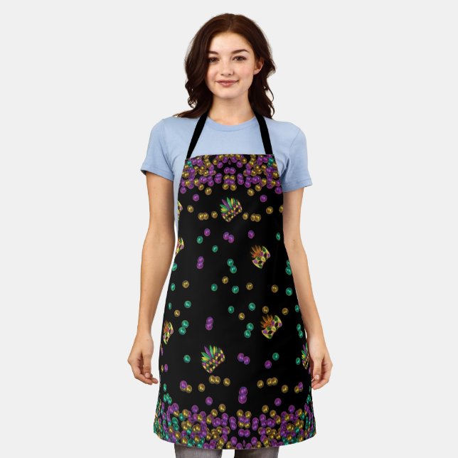 Modern Mardi Gras Pattern Apron (Worn)