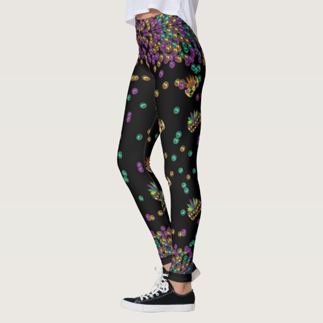 Modern Mardi Gras Pattern Leggings (Left)
