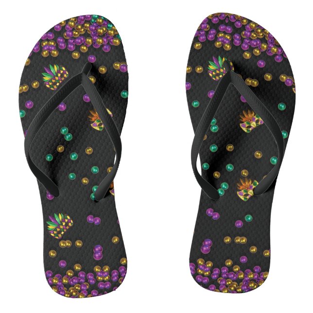 Modern Mardi Gras Pattern Thongs (Footbed)