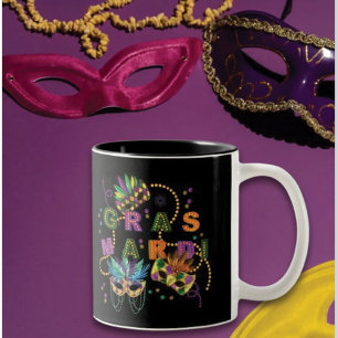 Modern Mardi Gras Two-Tone Coffee Mug