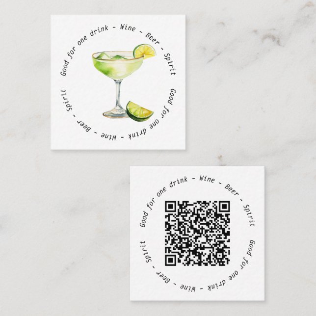 Modern Margarita Business Event Drink Voucher Square Business Card (Front/Back)