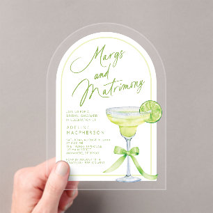 Modern Margs And Matrimony Bridal Shower Acrylic Invitations