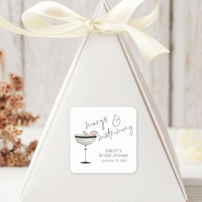Modern Margs and Matrimony Margarita Bridal Shower Square Sticker (Creator Uploaded)