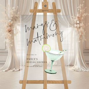 Modern Margs Matrimony Cocktail Bridal Shower  Acrylic Sign