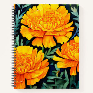 Modern Marigold Watercolor Pattern Notebook