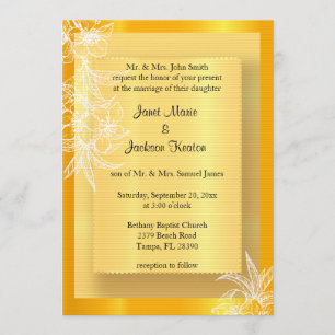 Modern Marigold Yellow & White Floral Stamp Invitation
