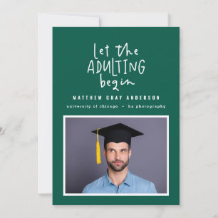 Modern marker pen adulting photo graduation announcement