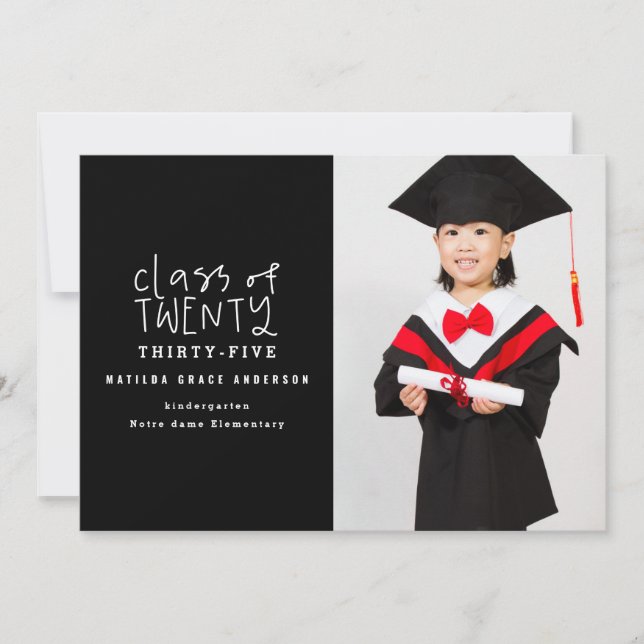 Modern marker pen class of photo graduation announcement (Front)