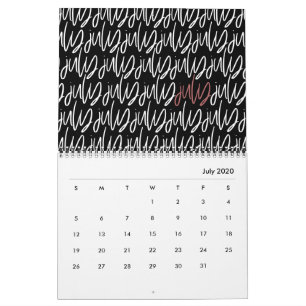 Modern marker pen script calendar