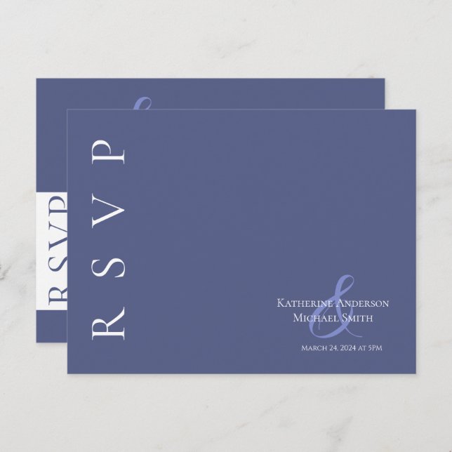 Modern Marlin Blue and White-RSVP-Wedding- Postcard (Front/Back)