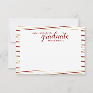 Modern Maroon & Gold Striped Word of Advice Invitation