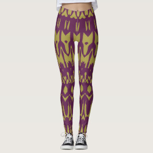 Modern maroon mustard "Ratti_Creative_Arts"  Leggings