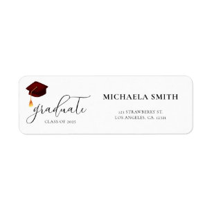 Modern Maroon Script Graduation Return Address Label