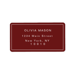 Modern Maroon Simple Return Address Label