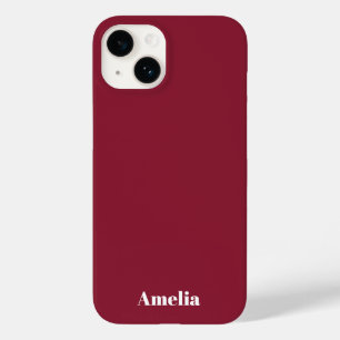 modern maroon white script Personalised Name  Case-Mate iPhone 14 Case