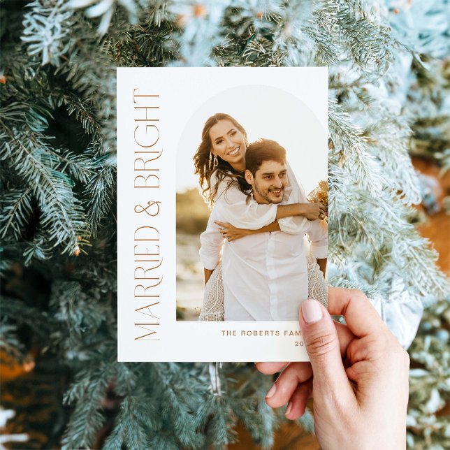 Modern Married and Bright Holiday Arch Photo Card (Creator Uploaded)