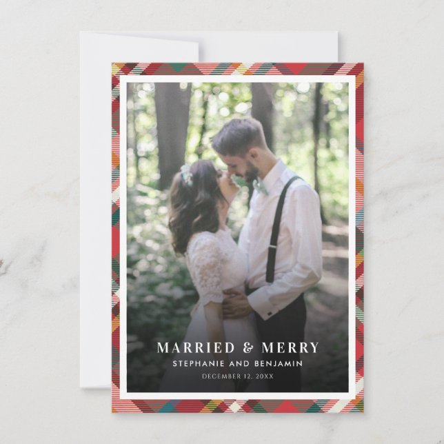  Modern Married and Merry Photo Christmas Holiday Card (Front)