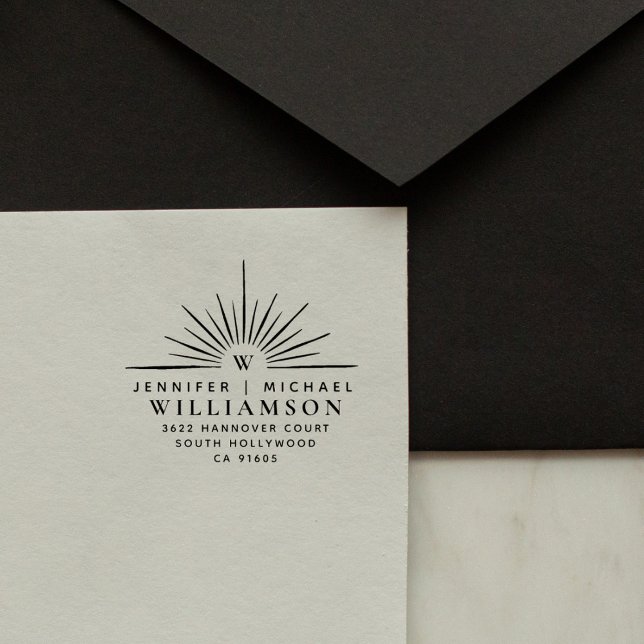 Modern Married Couple Elegant Return Address Rubber Stamp (Creator Uploaded)