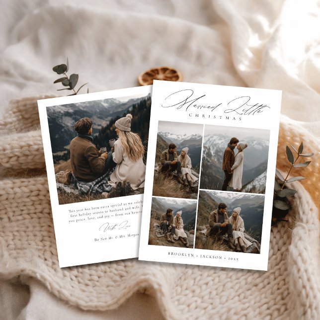 Modern Married Little Christmas Newlywed Photo Holiday Card (Creator Uploaded)