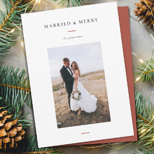 Modern Married & Merry Photo Holiday Card