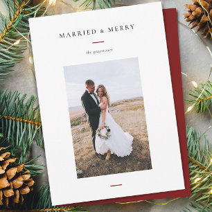 Modern Married & Merry Photo Holiday Card
