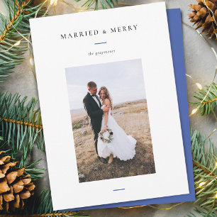 Modern Married & Merry Photo Holiday Card