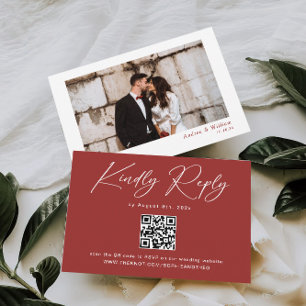 Modern Marroon Wedding RSVP Enclosure Card