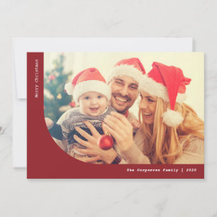 Modern Marsala and White 2 photo Christmas Holiday Card
