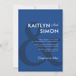 modern marseille bleu wedding invitation