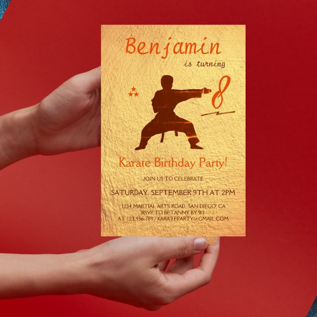 Modern Martial Arts Karate Fun Party Kids Birthday Invitation (Creator Uploaded)