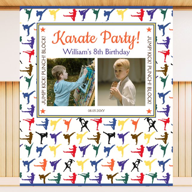 Modern Martial Arts Karate Kids Birthday Backdrop Tapestry (Creator Uploaded)