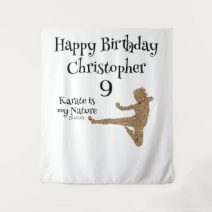 Modern  Martial Arts Karate Kids Birthday Backdrop Tapestry