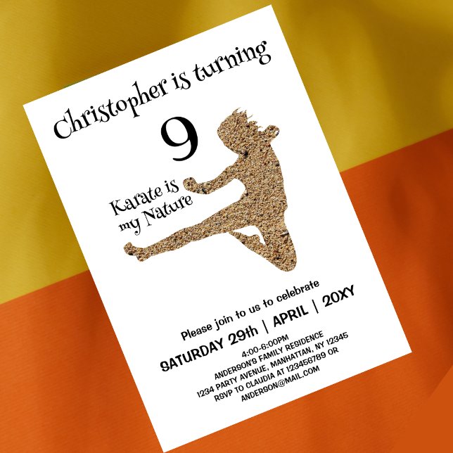 Modern Martial Arts Karate Kids Birthday Invitation (Creator Uploaded)