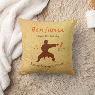 Modern Martial Arts Karate Kids Happy 8th Birthday Cushion