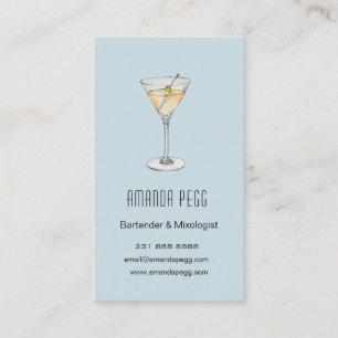 Modern Martini illustration Bartender Mixologist Business Card