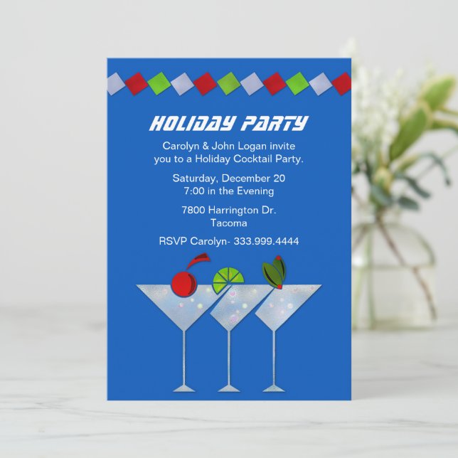 Modern Martinis Holiday Cocktail Party Invitation (Standing Front)