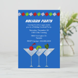 Modern Martinis Holiday Cocktail Party Invitation