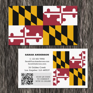 Modern Maryland Business Card, Maryland Flag / USA Card