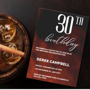 Modern Masculine 30th Birthday Party Invitation