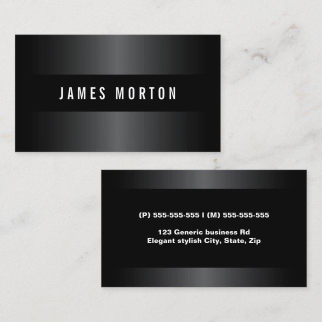 Modern masculine black grey stylish professional business card (Front/Back)