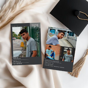 Modern Masculine Frame Add Your Photo Graduation Announcement