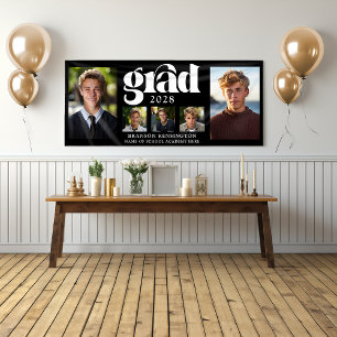 Modern Masculine Graduation Photo Collage Banner